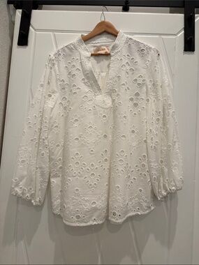 FIGUE White Eyelet 100% Cotton Tunic Blouse
